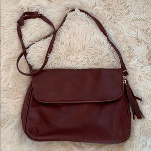 Faux leather burgundy crossbody bag